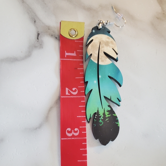 Moonlight Feather Earrings - Picture 3 of 6